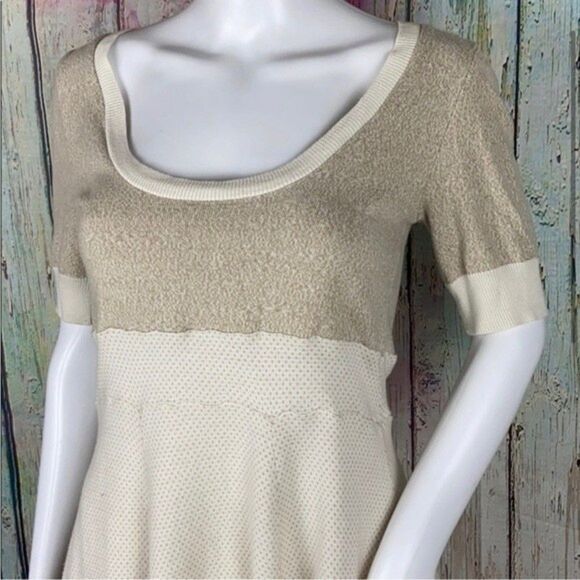 Free People Cream Fair Isle Short Sleeve Knit Top Size XS - Picture 2 of 9